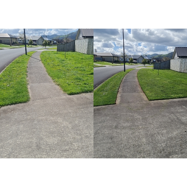 Lawn and garden before and after tidy-up in Matamata